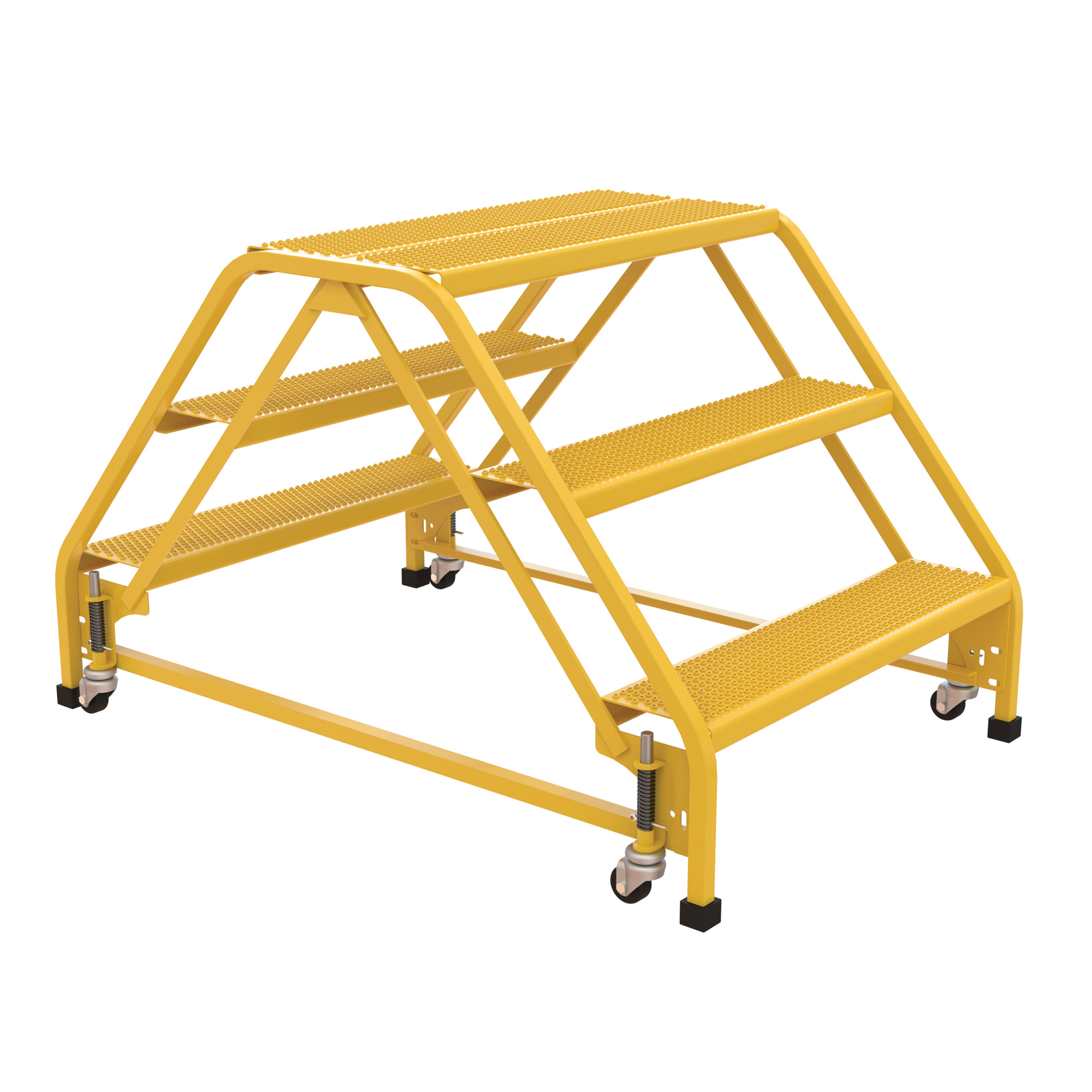Vestil Dual-Sided Step Ladder - 3 Steps, 30in. Height, Perforated Steel, Yellow, Model# LAD-DD-P-32-3-P